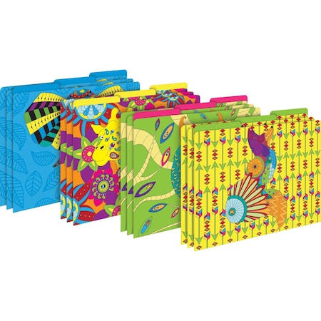 Barker Creek Bohemian Animals Designer Letter-Size File Folders, Multi-Design Set, 12/Package 1342